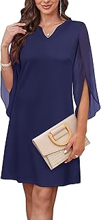 Cocktail Dresses for Women Chiffon Sleeve Wedding Guest Dress (XS-3XL)
