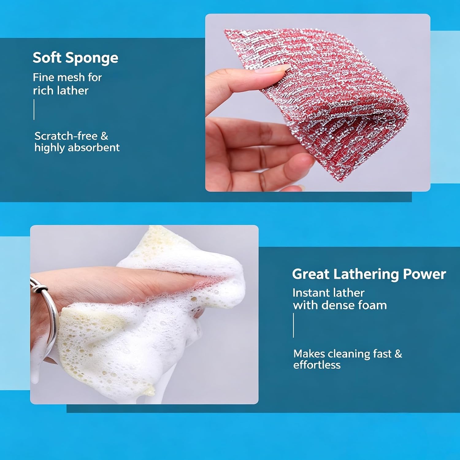 Kitchen Cleaning Combo Set, 2 Steel Wool Brushes（Gray）, 4 Silver Wire Scrubbers, 2 Color Sponge Pads, 2 Sisal Scrub Pads, Kitchen Cleaning for Dishes, Pots, Pans, Stovetop & Sink image 5