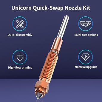 K1C Nozzles,Unicorn Quick-Swap Nozzle 0.2/0.4/0.6/0.8/1.0mm Copper Alloy and Hardened Steel Nozzle High Temperature Resistant Nozzles for Ender-3 V3 K1C K1 Max 3D Printer (0.2mm)