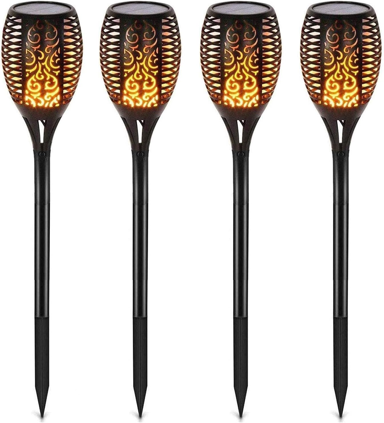 96 LED Waterproof Solar Light Flickering Flame Solar Torch Light Garden Lamp Outdoor Landscape Decoration Garden Lawn Light, 4 PCs, XF-6018