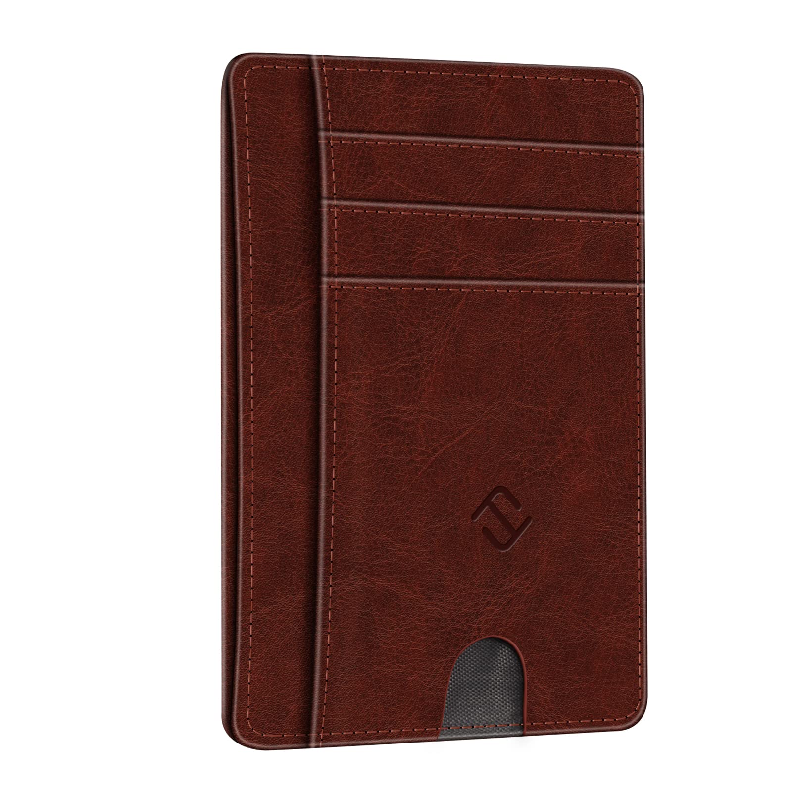 FINTIE Smukły minimalistyczny portfel z kieszenią przednią, blokowanie RFID, etui na karty kredytowe z okienkiem na dowód osobisty, dla mężczyzn i kobiet, Vintage brązowy, 12 x 8.5 x 0.5 cm