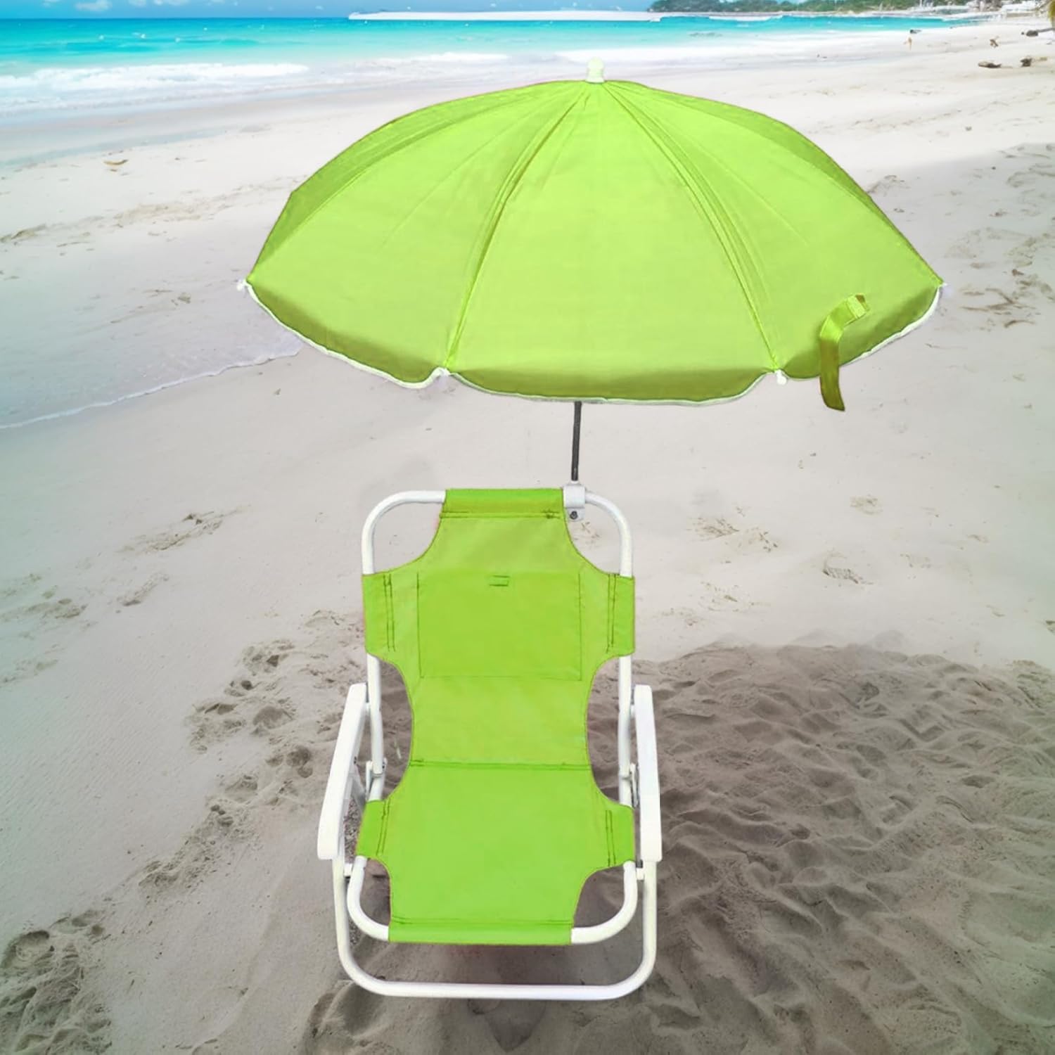 Kids Beach Chair with Umbrella Foldable & Detachable Beach Chair with Canopy, Lightweight and Sturdy Outdoor Seat for Camping, Travel, Lawn, Green, Chairs
