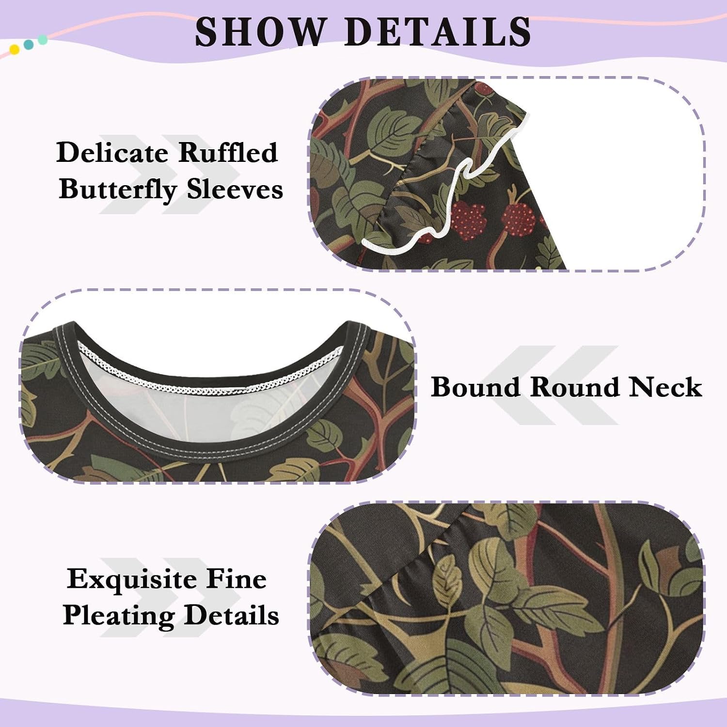 visesunny Toddler Clothes for Girls Plant Berry Motif Long Sleeve Fall Shirts Cotton Top with Ruffle Collar