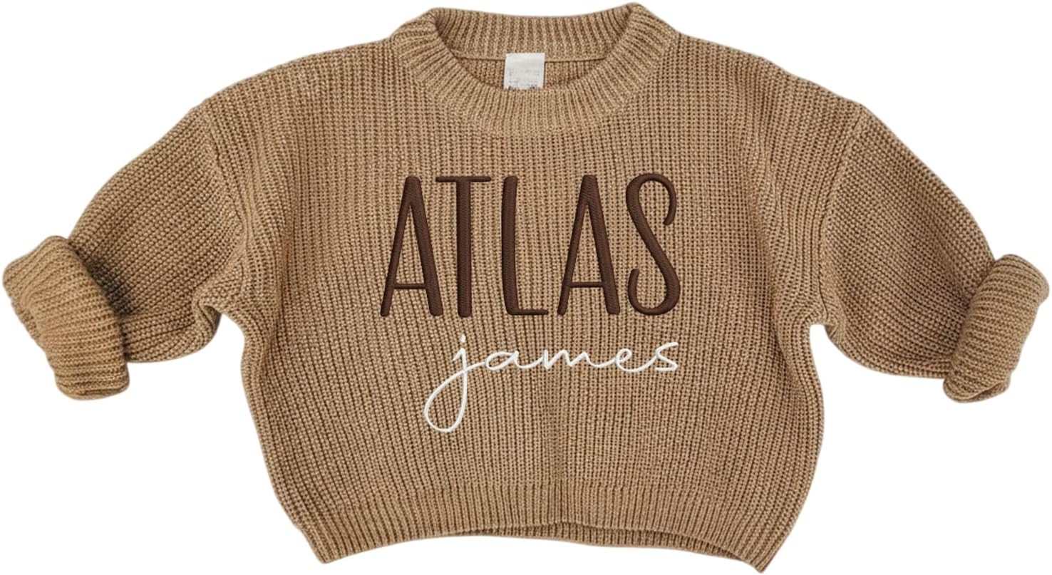 Personalized Baby Sweater with Name Custom Sweater for Newborn Boy Girl Embroidered Gift for Baby Shower Birthday Christmas