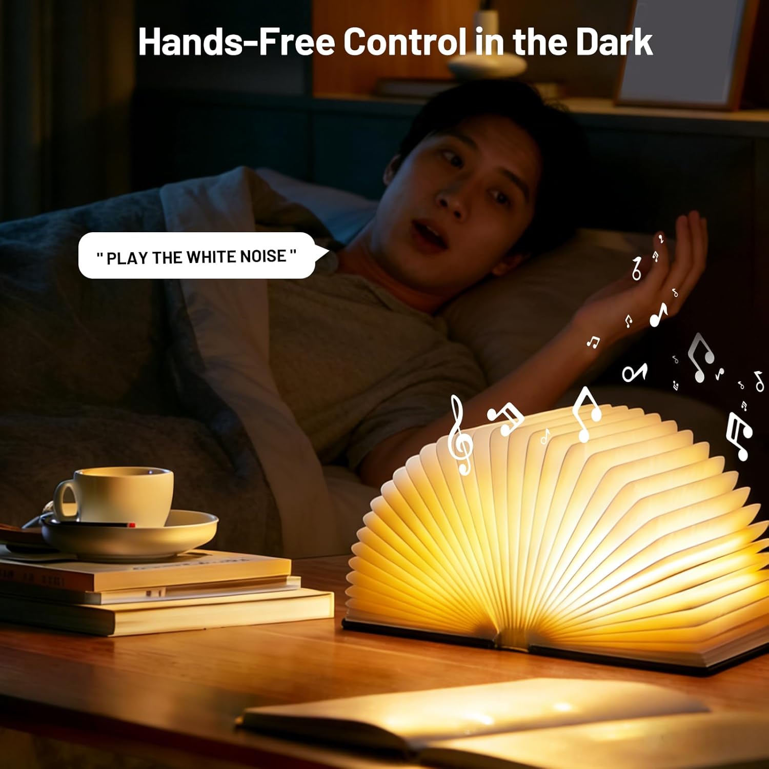 Magic Book Night Light – Offline Voice Control, 28 Soothing Sounds & White Noise, 4-Color Dimmable LED, Rechargeable Portable Decor, Unique Fantasy Gift for Book Lovers Adults