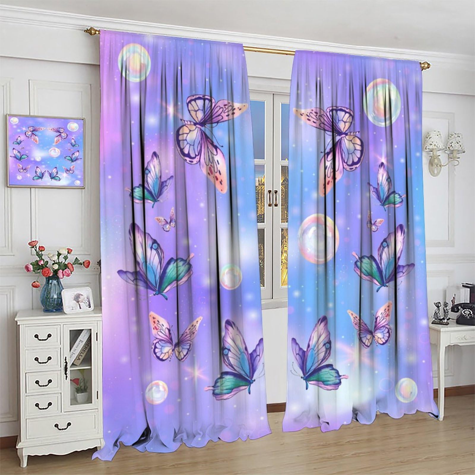 Cortina Decorativa De Mariposa Morada Para Dormitorio 140 X, image size:1600x1600