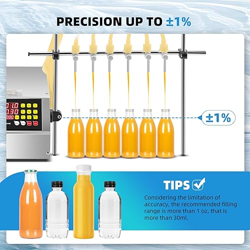 Miniatura 4 de Máquina de llenado de líquidos de 6 cabezales Máquina embotelladora automática de llenado de botellas de 2-135 onzas Control digital para jugo,