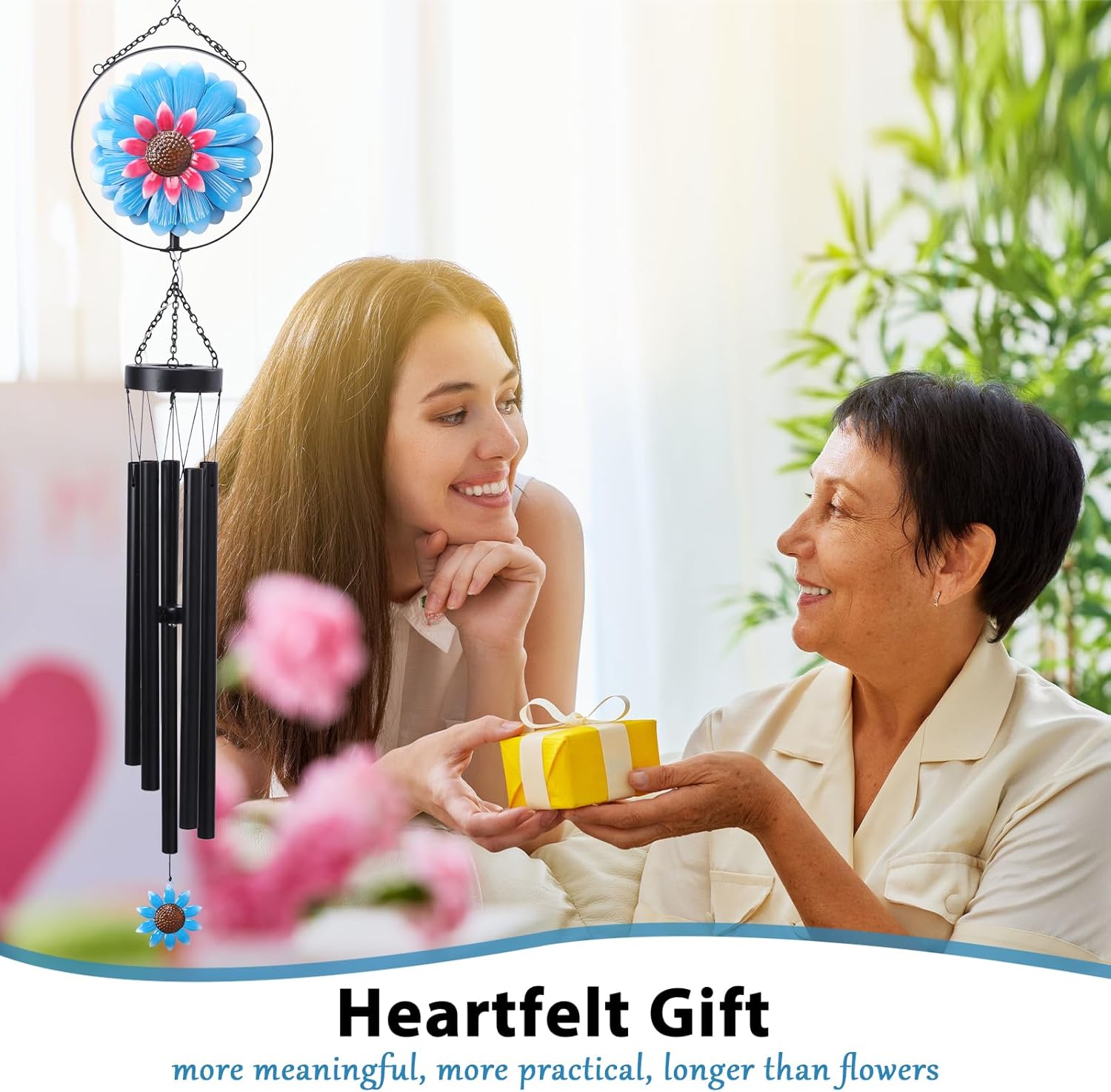 MUMTOP Solar Wind Chimes for Outside - Flower Deep Tone Wind Chimes Outdoor Unique, 41 Inch Windchimes Clearance for Garden, Patio,Yard Decor Gift - Image 9