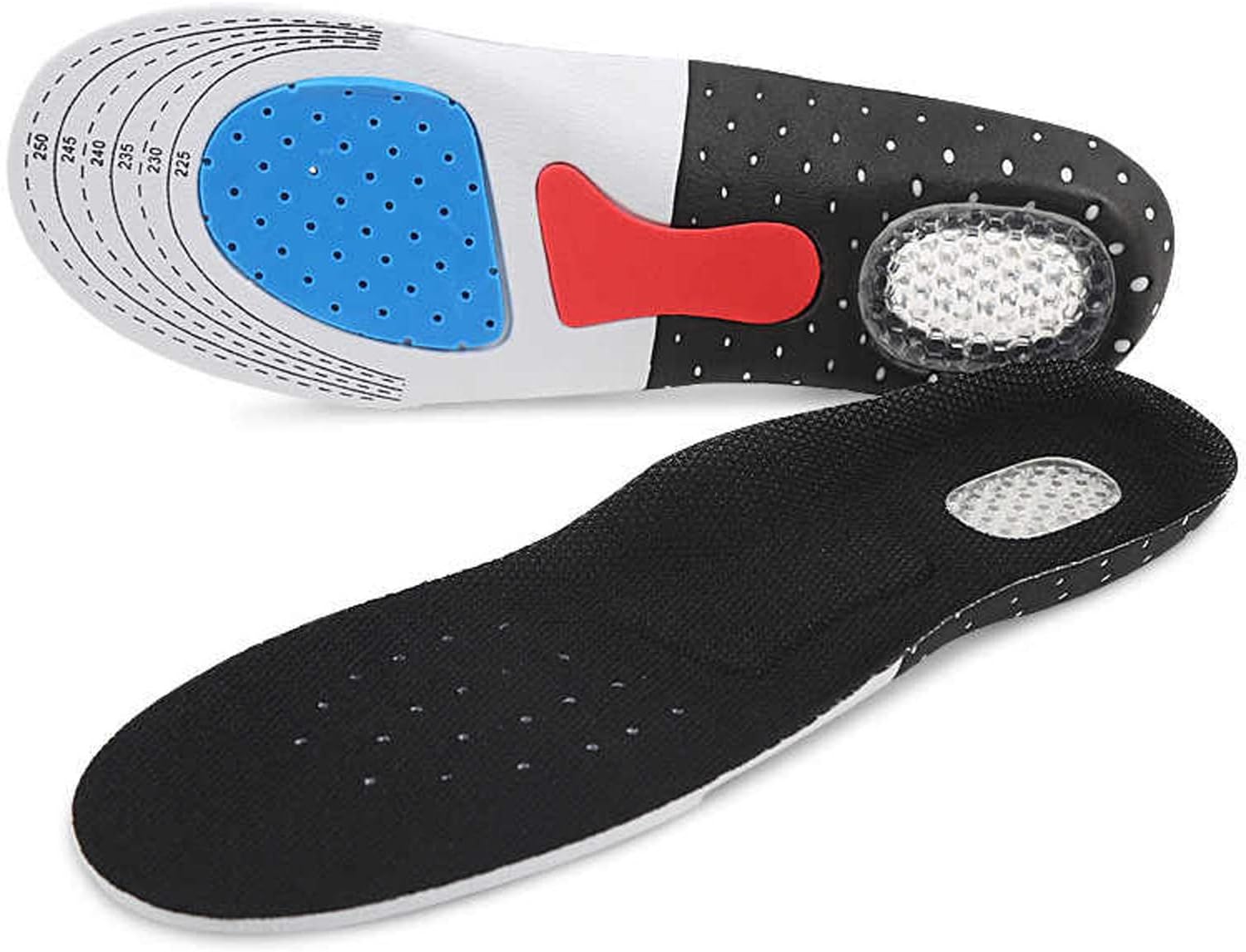 Waxden Ultra-Comfortable Insoles Silicone, Orthotic Arch Support Insoles, Gel Heel Cushion for Shock Absorption, Relieving Foot Pain, Silicone Cuttable Insoles for Walking & Running