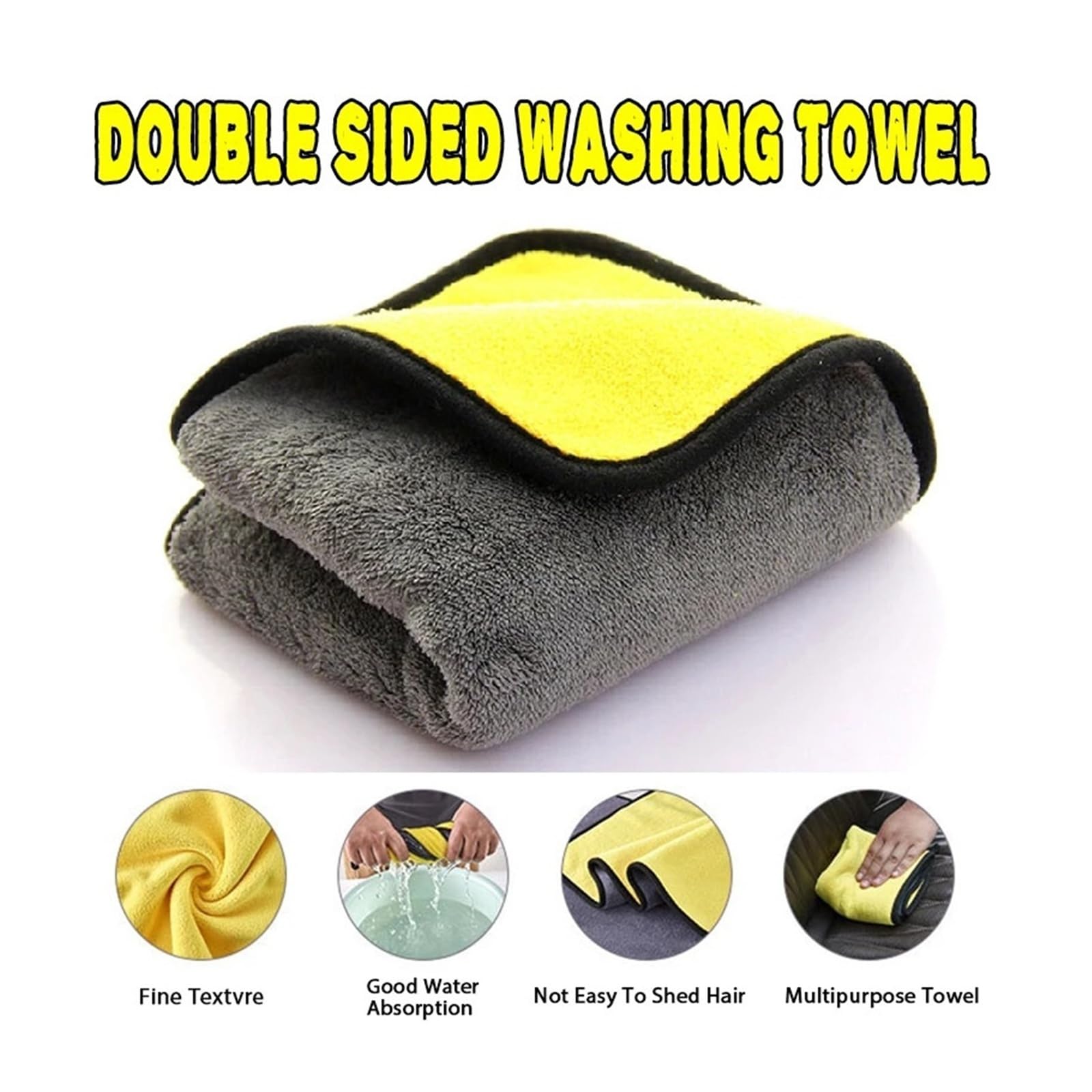 10pcs Double-Sided Coral Velvet Car Washing Towels - High Absorption Multifunctional Cleaning Cloths for Pets and Vehicles 30x40cm — view 3