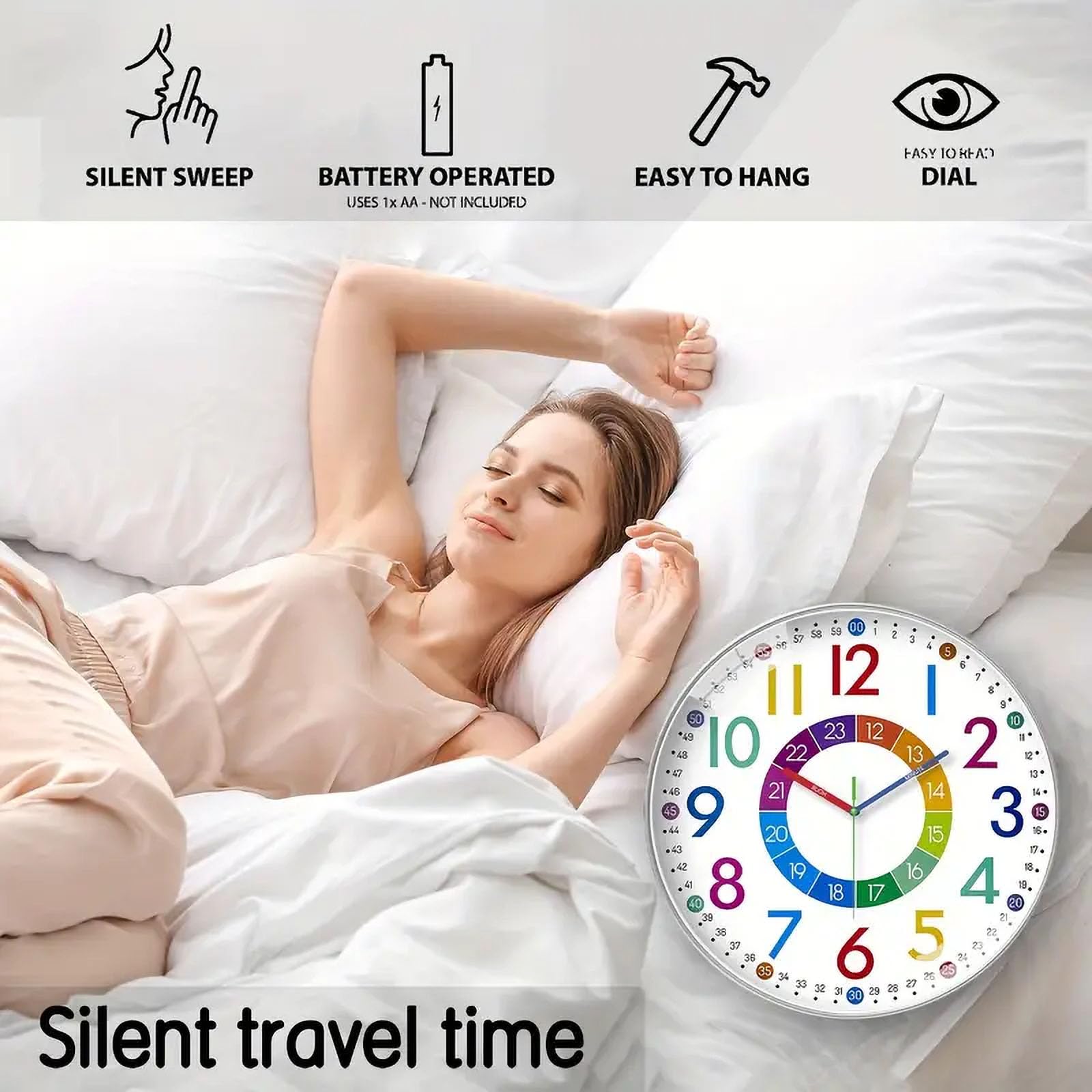 12 Inch High Quality Decoration Colorful Teaching Wall Clock - Clock... 12 Inch High Quality Decoration Colorful Teaching Wall Clock - Clock...