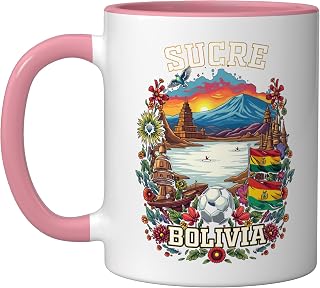 Sucre Vacation Bolivia Travel Souvenir Ceramic Mug, Pink/White