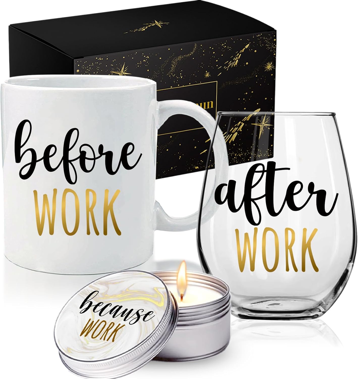 3PCS Before Work After Work Gift Set Work Office Humor Officiant Wine Glass Gift for Coworkers Bosses Friends Shot Glass Set for Boss Coworker Manger Leader Employee, Office Gifts for Women