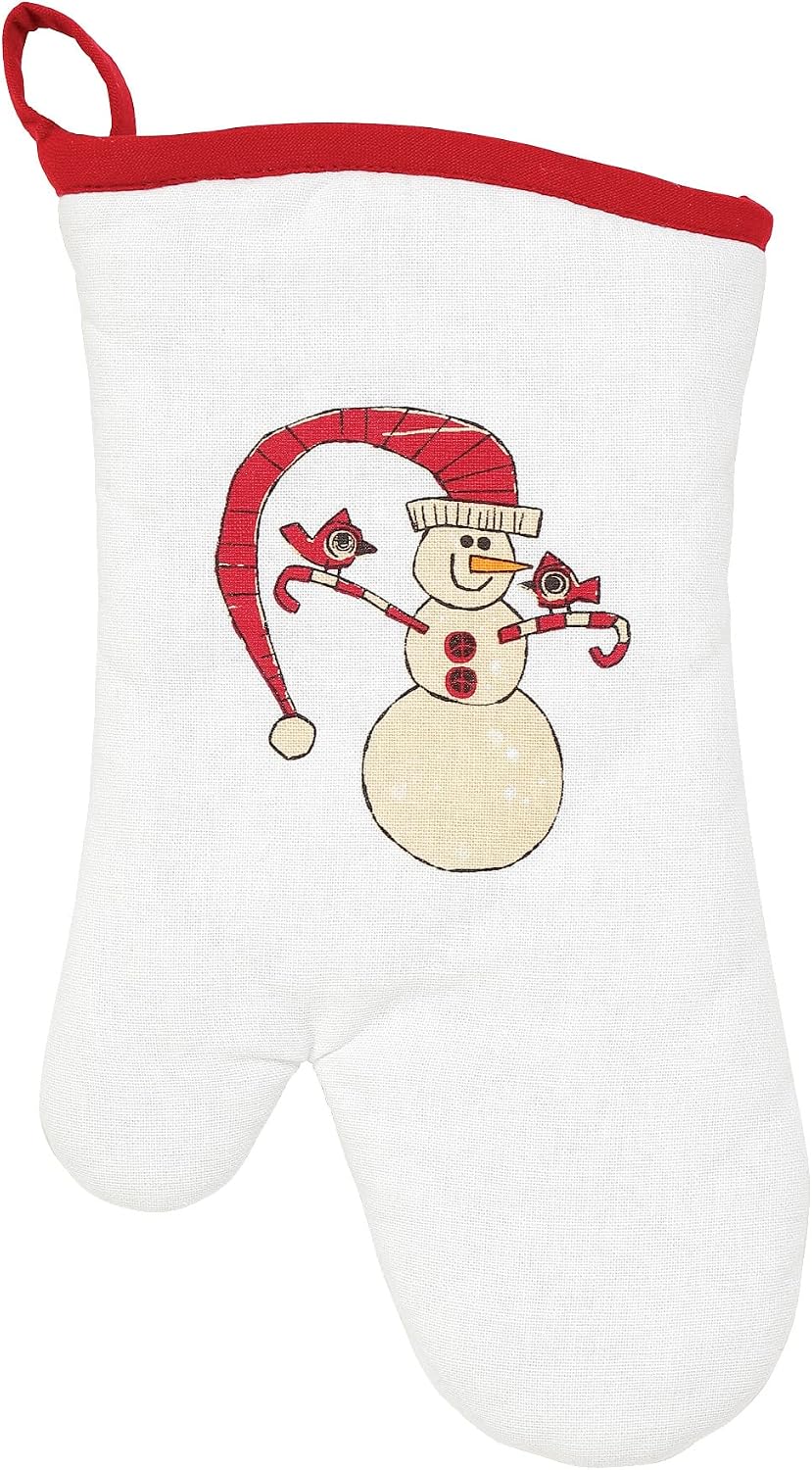 Enesco Izzy and Oliver Painted Peace by Stephanie Burgess Candycane Snowman Pot Holder Oven Mitt, 7 x 12 Inch, Multicolor