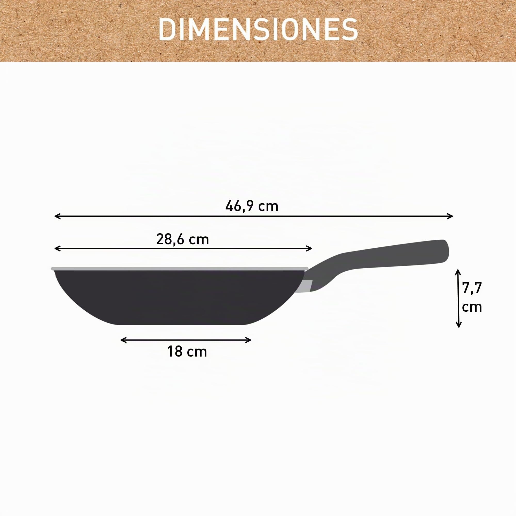 Tefal Renew On – Wok de 28 cm de aluminio 100% reciclado, revestimiento antiadherente cerámico, Thermo-Signal, embalaje 90% reciclado, todo tipo de cocinas, cocina baja en grasas