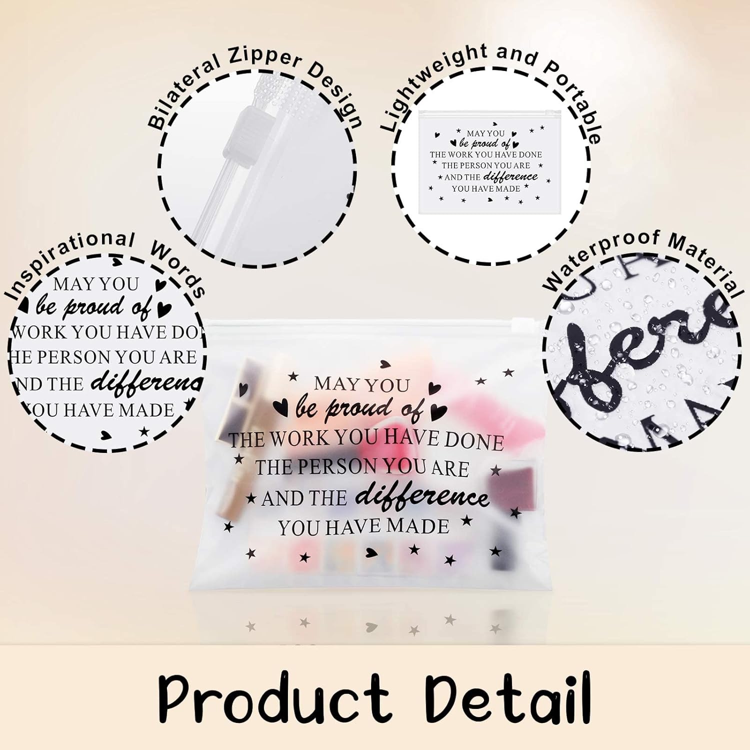 Yaomiao 150 Pcs Inspirational Gifts Bulk for Women Cosmetic Bag EVA Makeup Bag with Zipper Toiletry Pouch for Birthday Christmas Encouragement Presents Thank You Gifts(Proud) - Image 3