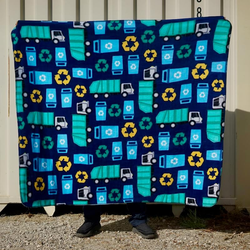 Recycling Trucks (Ultra Soft) Fleece Blanket (Various Sizes & Layers) (40"x60")