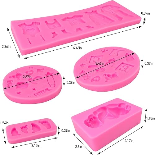 Miniatura 2 de Rainmae 5 moldes de silicona para pastel de fondant para bebé, fiesta de cumpleaños de bebé, cocina, molde para hornear, decoración de pasteles,
