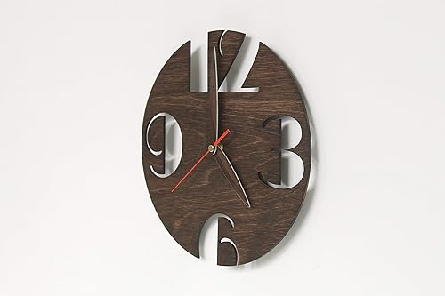 Miniatura 3 de Rustic Wall Clock - Wooden Wall Clock - Brown Wall Clock - Modern Wall Clock - Scandinavian Style Clock - Thin Wood Clock - Boho Wall Clock
