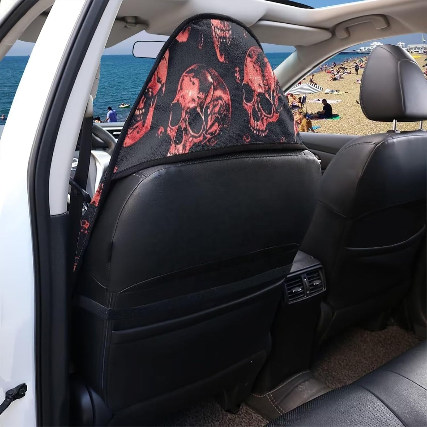 Skull Print Sweating Car Seat Cover, Waterproof Car Seat Protector Bucket One-Piece Car Seat Protector from Sweat, Universal Fit for Cars Trucks, Red