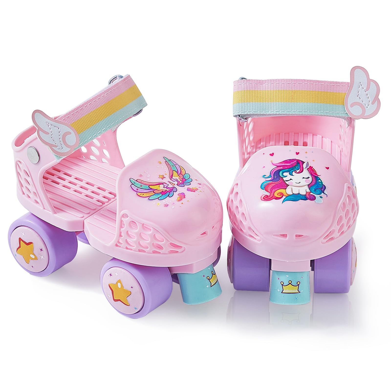 YYZIIOQ Kids Roller Skates for Girls and Boys Age 2-4 Years Old,Adjustable Quad Toddler Children Beginner Roller Skates