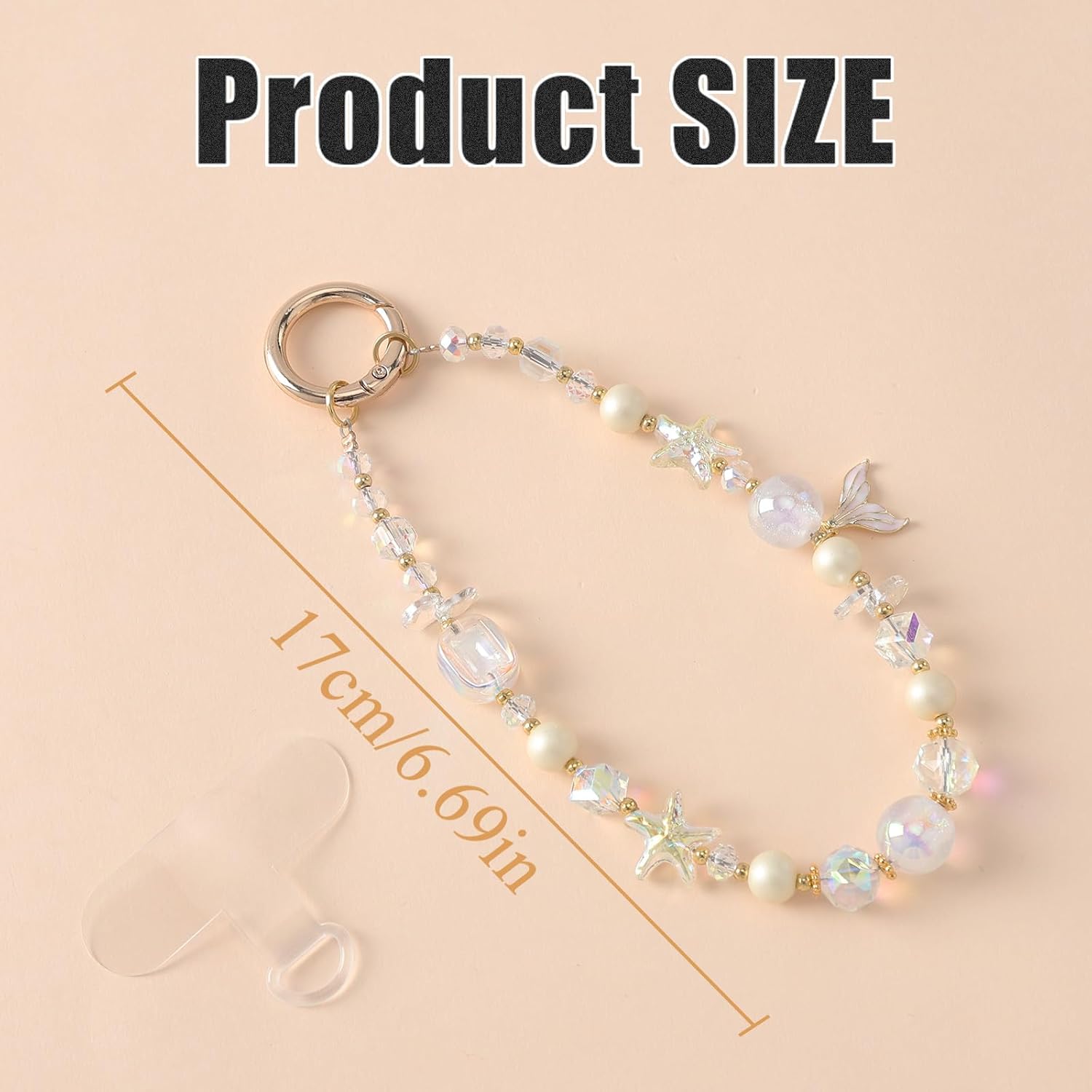 2PCS Phone Charms Strap - Crystal Resin Acrylic Beads Style Wrist Strap, Cellphone Lanyard Keychain Charm for Women