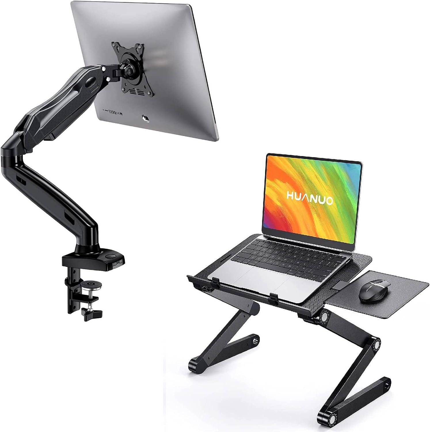 HUANUO Adjustable Laptop Stand and Single Monitor Mount