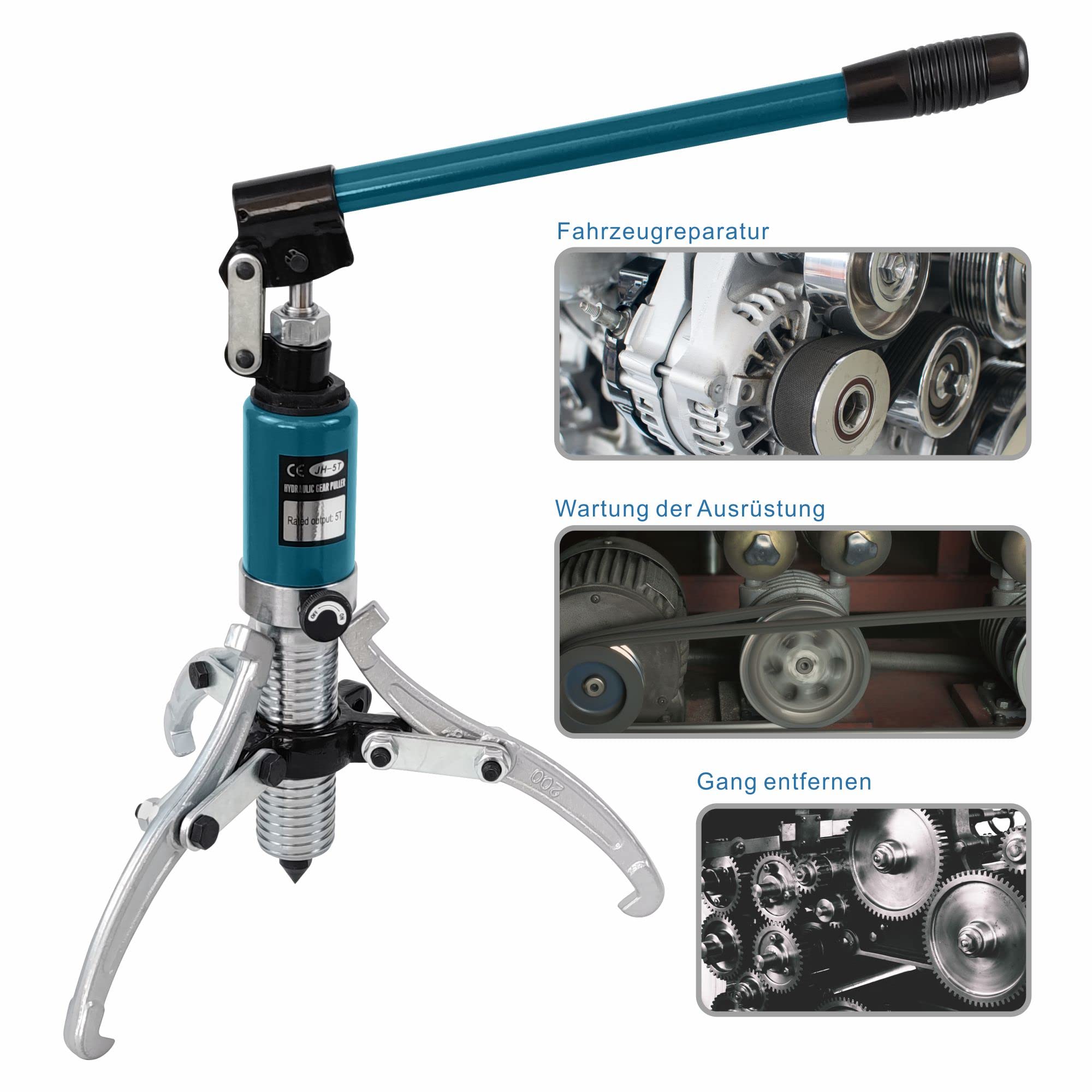 AMZCNC - Estrattore idraulico integrale 5T, kit per estrattore a trazione idraulica, adatto per mozzi/flange/pignoni/cuscinetti (5 tonnellate di forza di trazione)