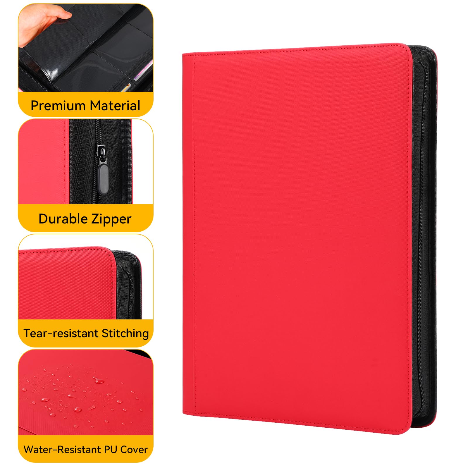 Carpeta de tarjetas de 16 bolsillos para 1280 tarjetas, carpeta de tarjetas coleccionables de Pokedex roja, álbum de tarjetas para MTG, TCG, tarjetas deportivas