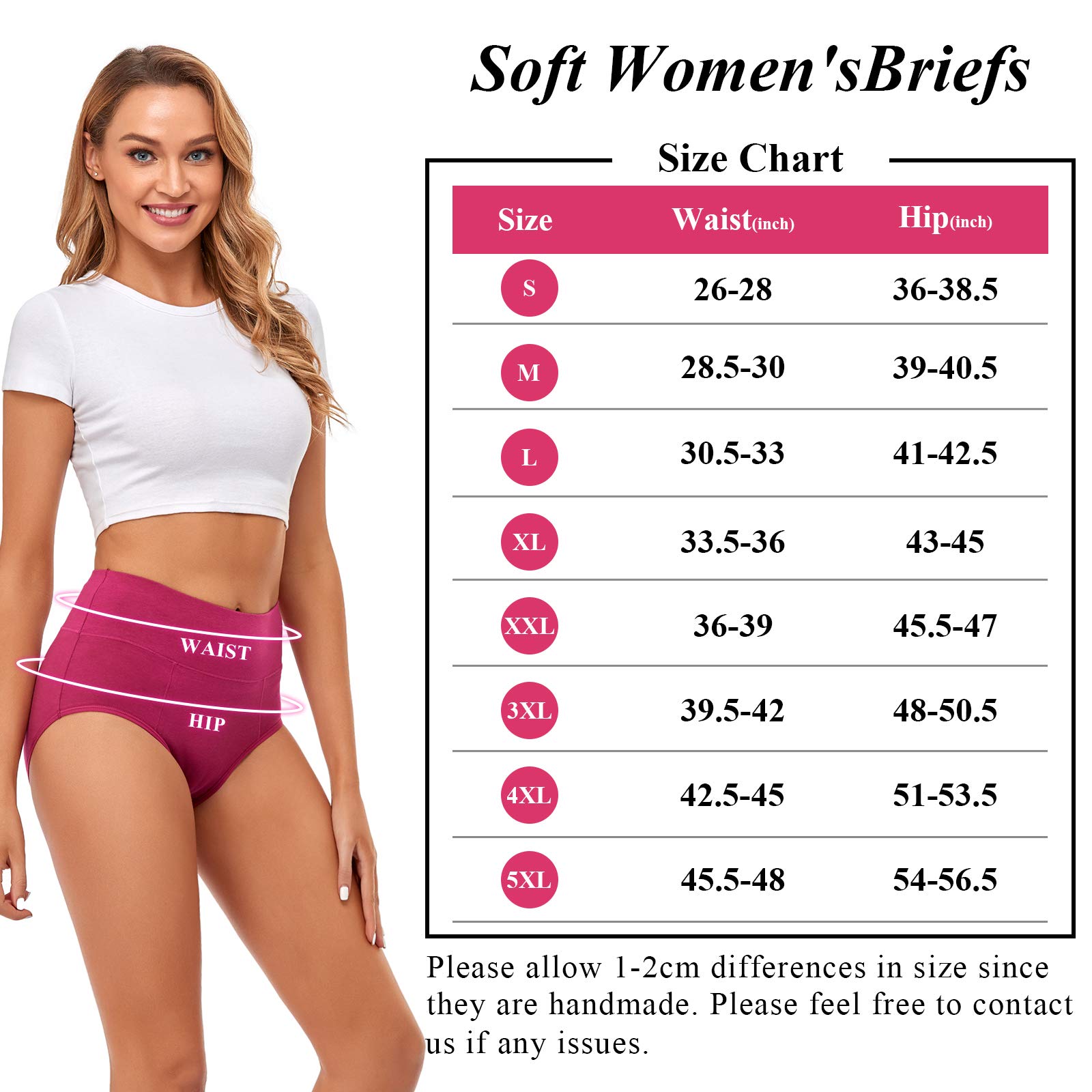 ASIMOON Ropa Interior para Mujer de algodón de Cintura Alta, Bragas de Cobertura Completa, Transpirables, Suaves, para Mujer, Talla Grande y Talla Regular