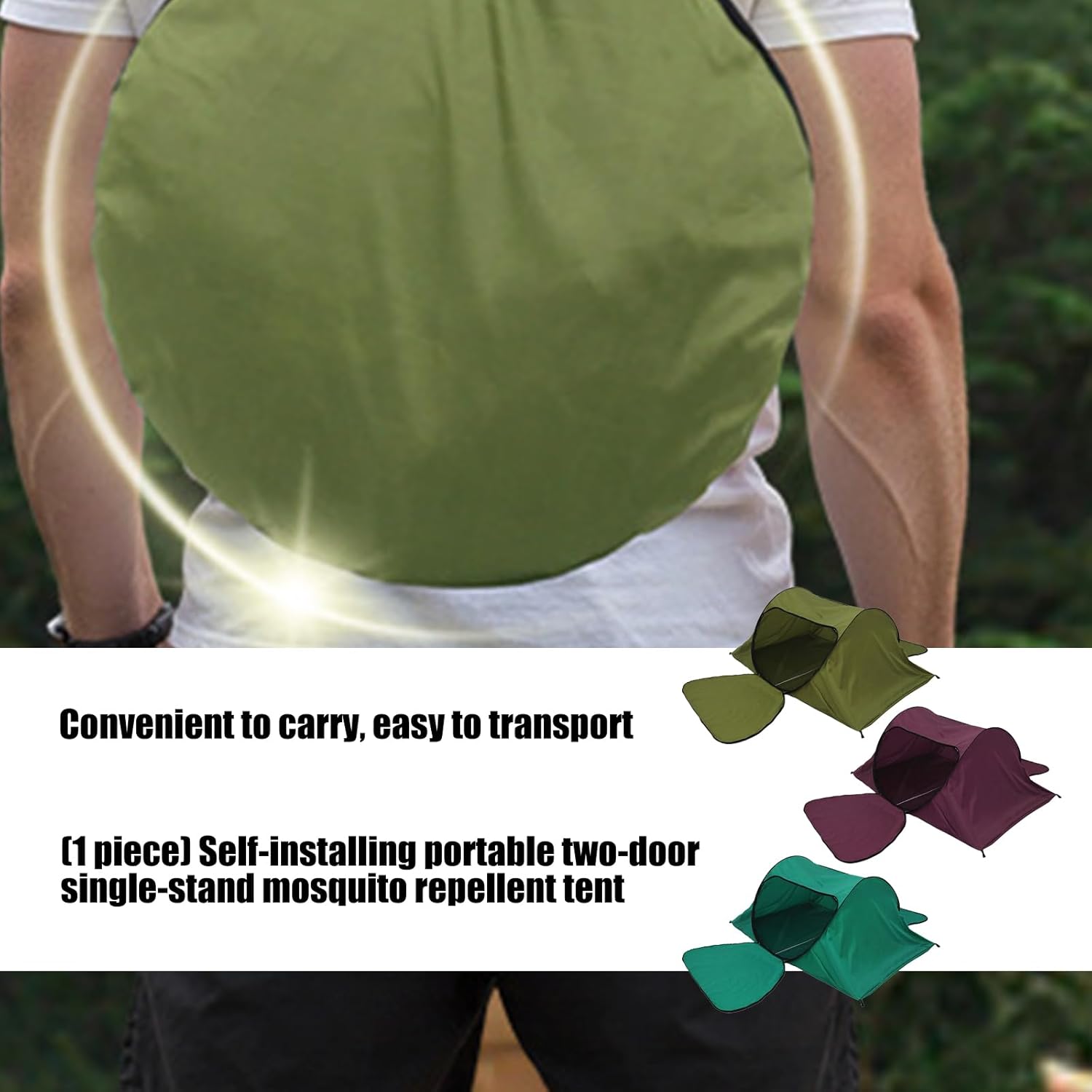 Single Person Camping Tent Double Door Outdoor Meshes with Storage Bag Breathable Tents Enduring Portable Folding