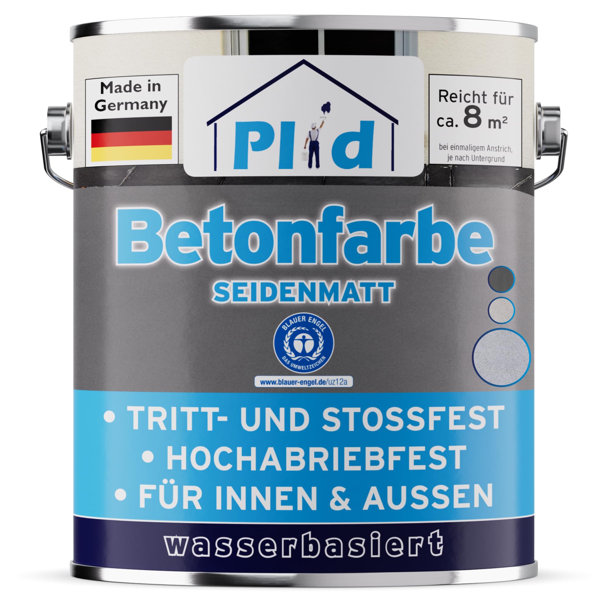 Plid® Farba do betonu do wnętrz i na zewnątrz, odporna na mróz, srebrnoszara, 0,75 l, powłoka podłogowa z płynnego tworzywa sztucznego, do podłogi w piwnicy, farba do podłogi do piwnicy, cementu, muru