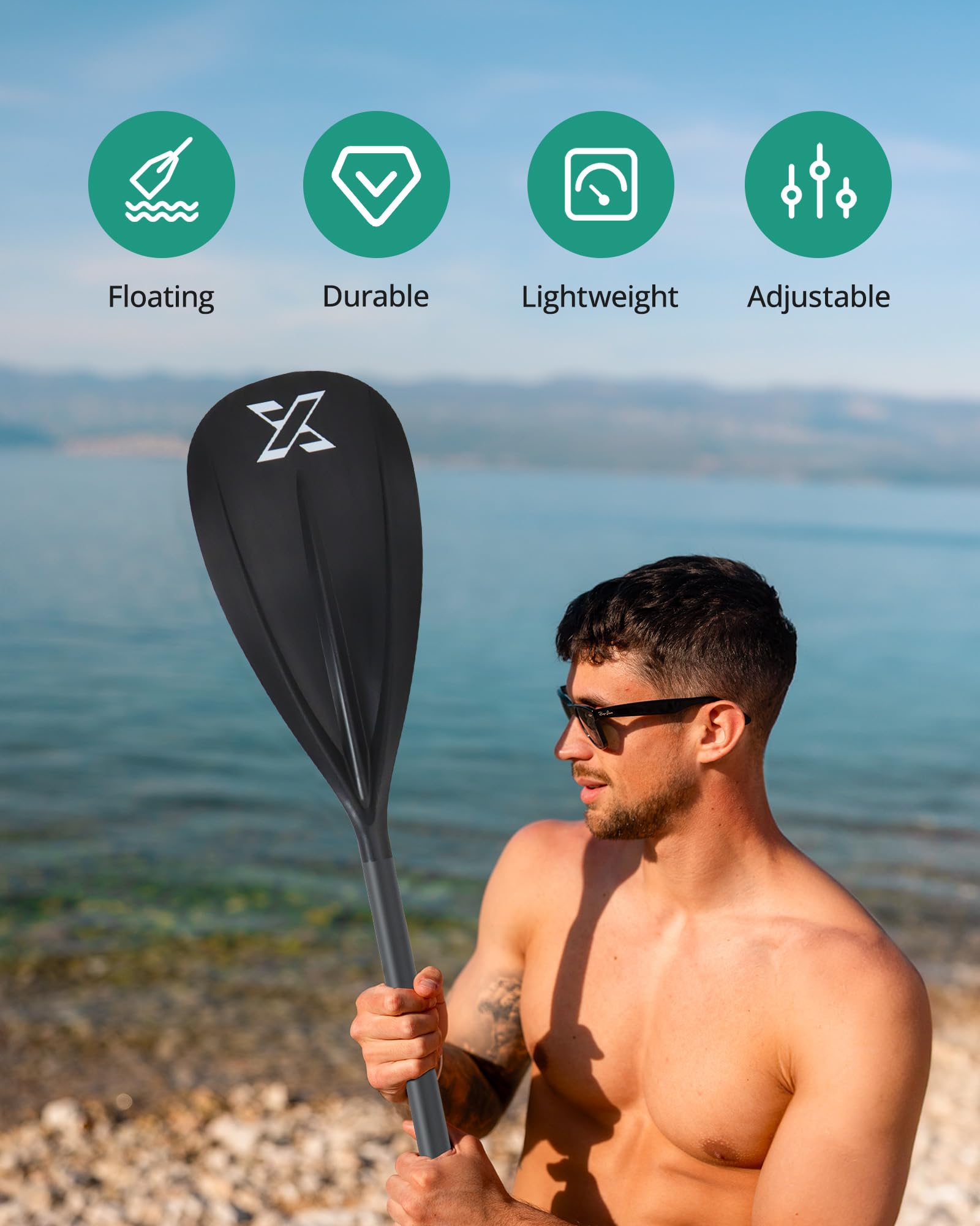 ZLX Pagaia per SUP-Pagaia in alluminio regolabile a 3 e 4 pezzi di qualità premium re mo sup con lama in fibra di vetro pagaia sup carbonio - Perfetta per surf, galleggiamento e sport acquatici