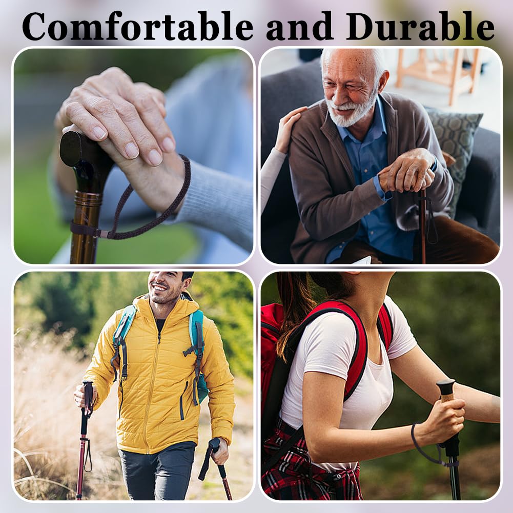Dragonne de poignet en nylon extensible élastique pour canne de marche pour personnes âgées pour béquilles, randonnée, marche, rééducation