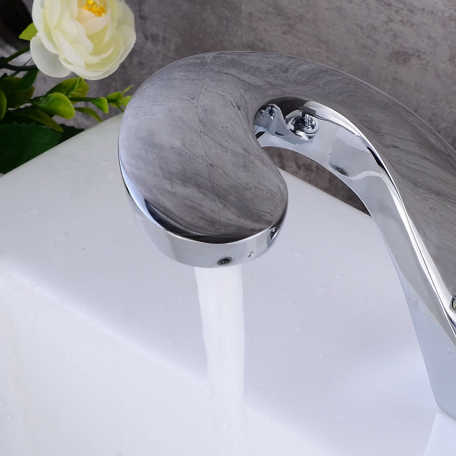 Grifo Mezclador de Lavabo para Baño | Cuerpo de Latón Cromado, Agua Fría y Caliente