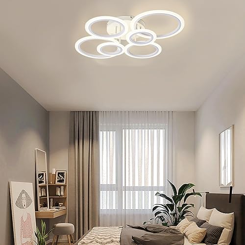 Miniatura 5 de Lámpara de techo LED moderna, luz de techo blanca de 6 anillos, lámpara de techo de montaje empotrado de 4000 K para cocina, dormitorio, sala de
