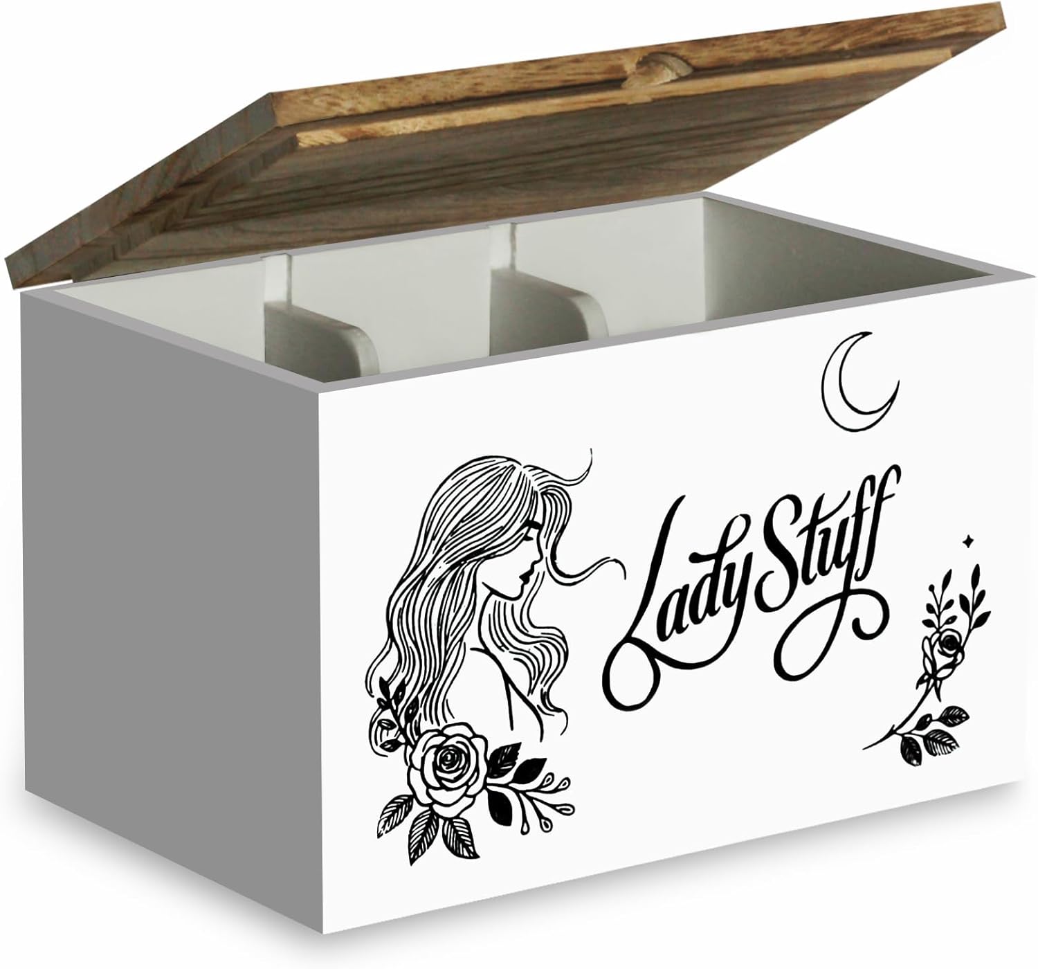Tampon Holder for Bathroom Tampon Storage Feminine Product Organizer Pad and Tampon Organizer Tampon Container Lady Stuff Box Wood Bathroom Accessories Gift for Woman Girl, White