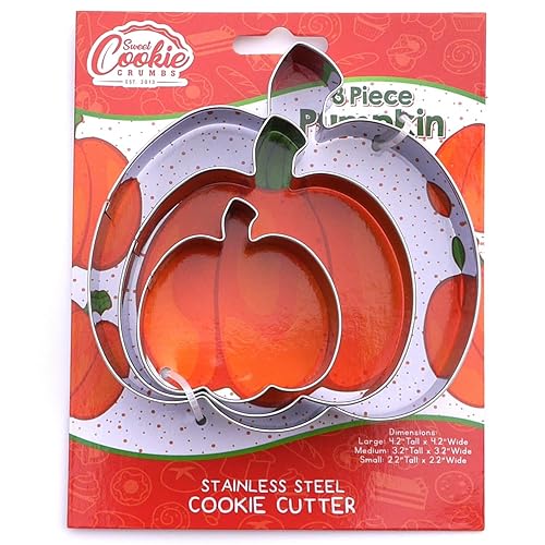 Pumpkin Cookie Cutter 3 Piece Set, Premium Food-Grade Stainless Steel,