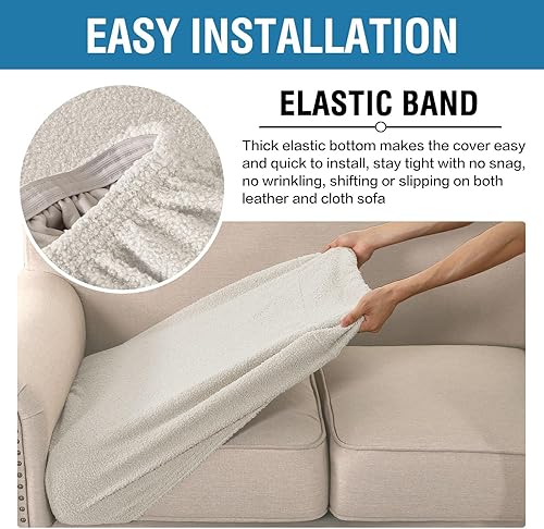 Miniatura 5 de H.VERSAILTEX Fundas de cojín impermeables para asiento de sofá, fundas de cojín antideslizantes para sofá, hechas de tela de vellón con bucle,