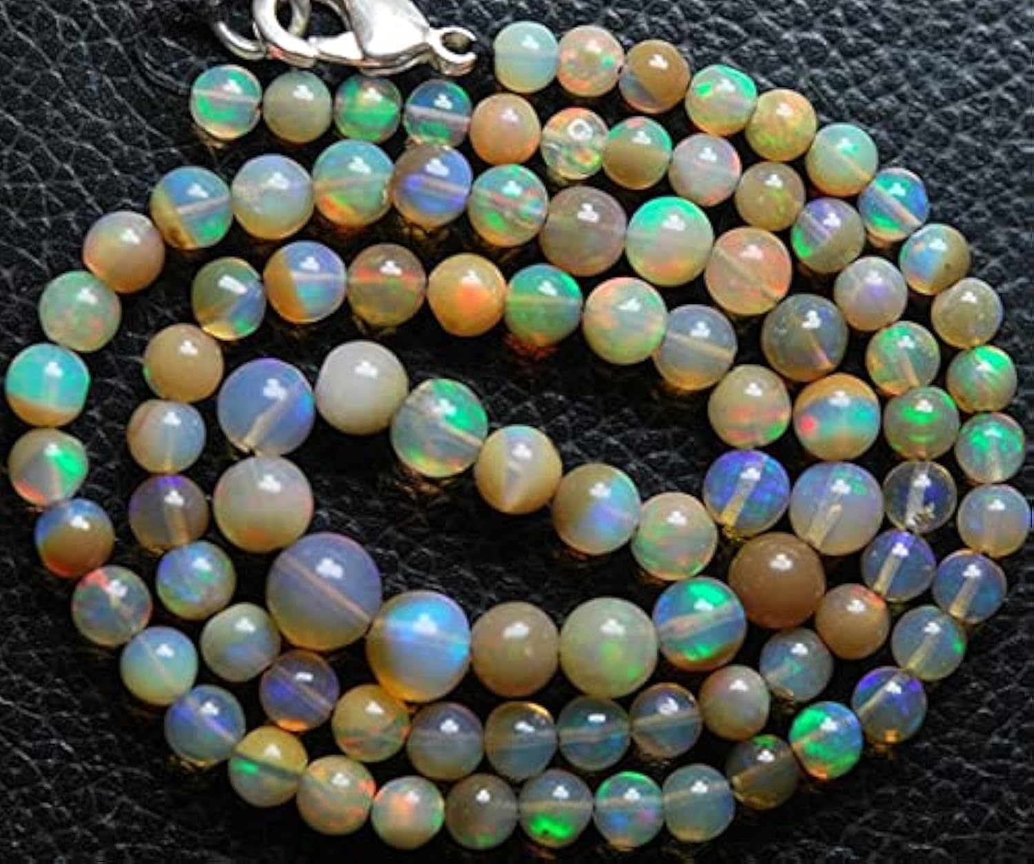 Opale d'Éthiopie LKBEADS fini lisse sans accroc pour collier durable 4.5mm