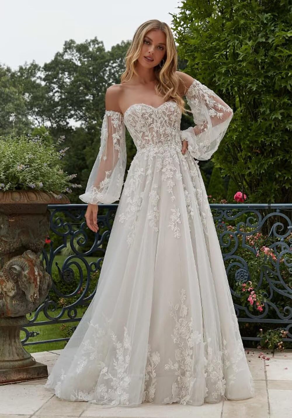 cantcauli Boho Lace Wedding Dress for Bride Long Mermaid Satin Tulle V Neck Bridal Gowns for Women 2026 CT176