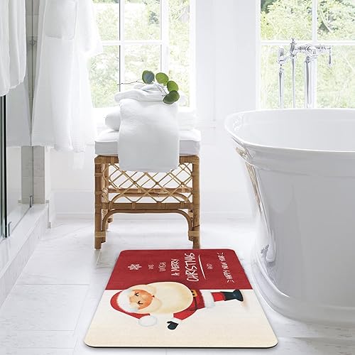 Miniatura 6 de Tapete de baño navideño para baño, de secado rápido y súper absorbente, tapete de baño rojo antideslizante, parte trasera de goma antideslizante, 17