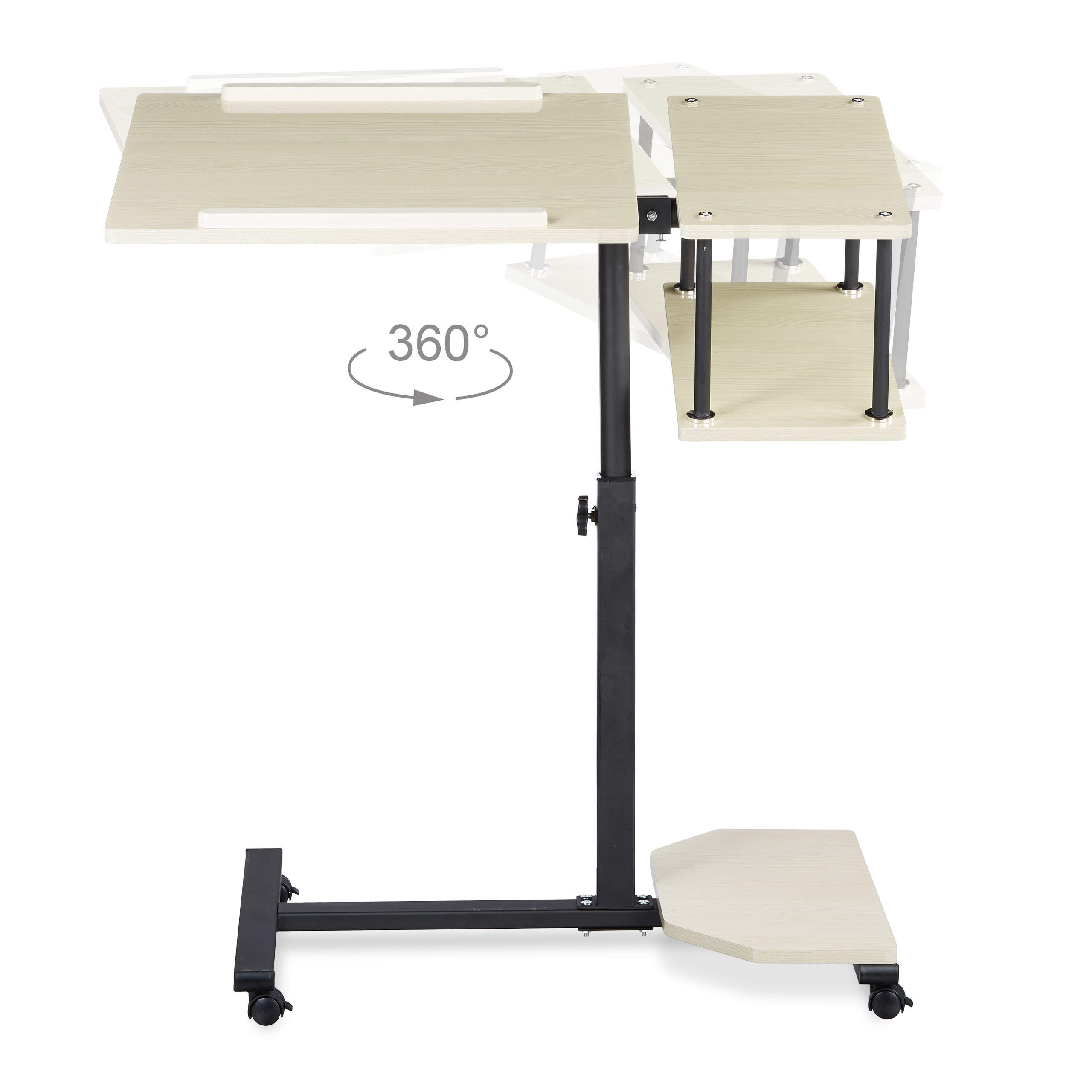 Relaxdays Tavolino per Pc, Supporto Computer Portatile, Mobile Grande, HLP 100x77x40 cm, 4 Ruote con Freno, Crema