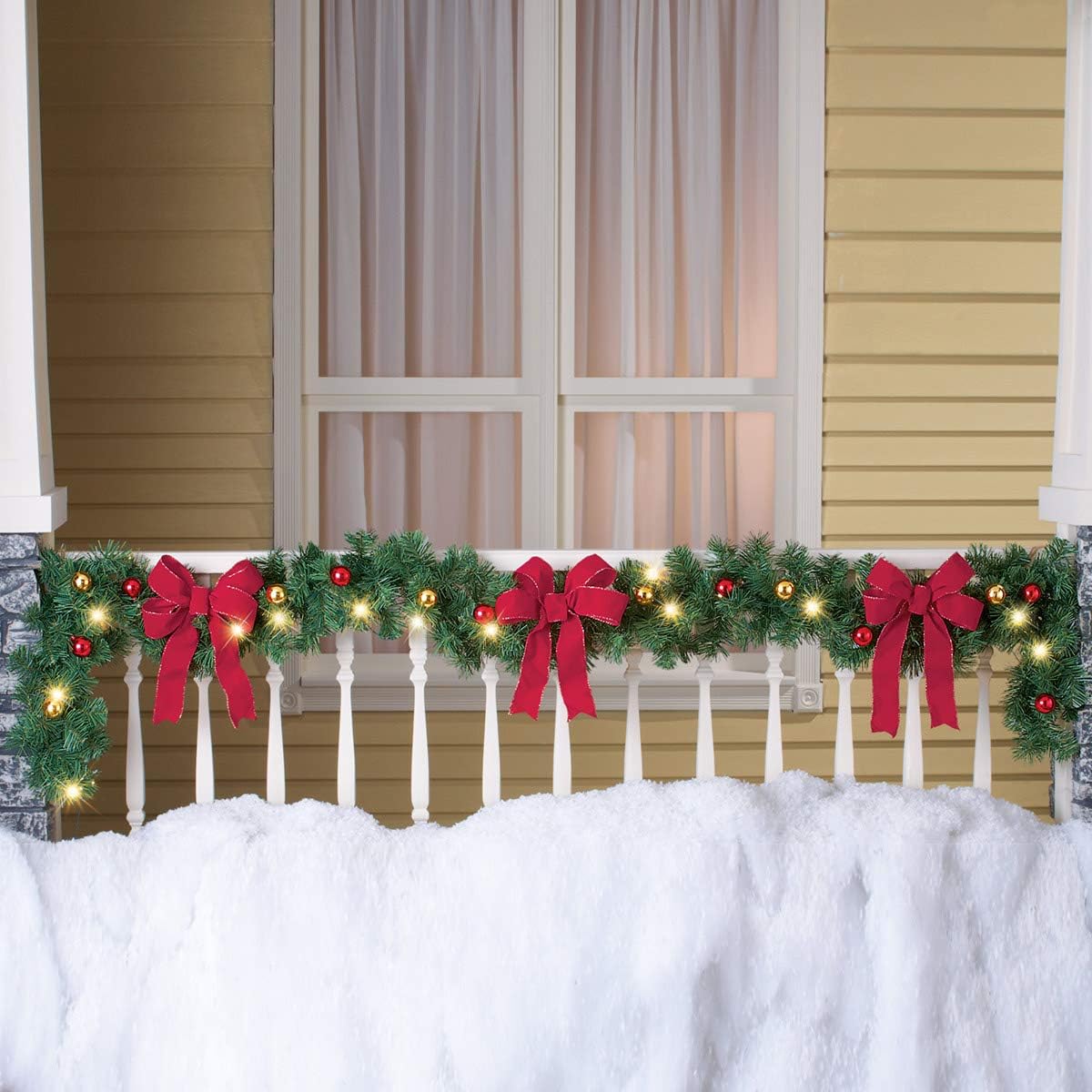 10Ft Christmas Garland Indoor Outdoor Decorations – 3 Pack Artificial Greenery Garlands for Mantel Mantle Stairs Railing Fireplace Front Door Porch Windows – Green Christmas Decor