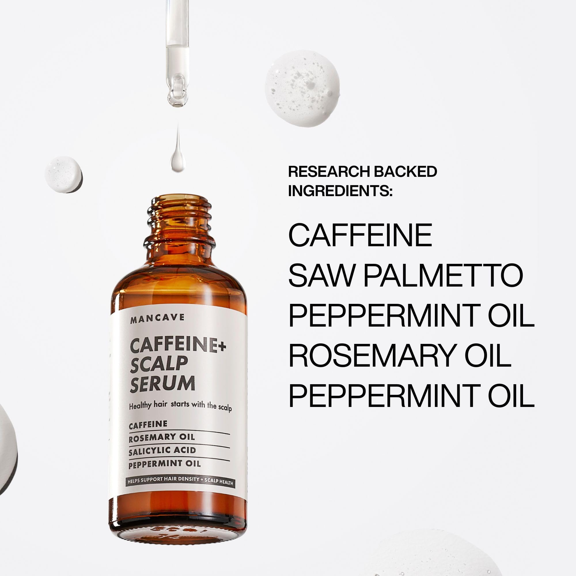 ManCave Caffeine+ Scalp & Hair Kit, kit per la cura dei capelli e del cuoio capelluto più sani, shampoo per la cura del cuoio capelluto, balsamo alla caffeina e siero per il cuoio capelluto Caffeine+