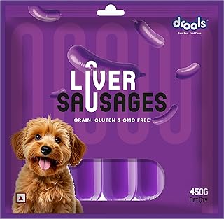 Drools Adult & Puppy Sausage for Dog, 450g | Liver Flavour | High Protein | Treat & Food Topper | Grain Free | Best for Training & Bonding | No Preser