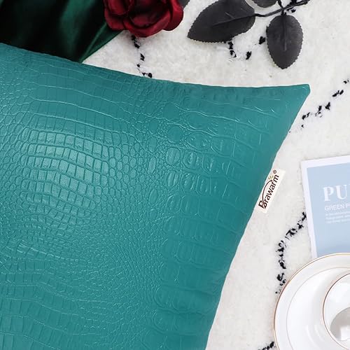 Miniatura 202 de BRAWARM Fundas de almohada de piel sintética de 16 x 16 pulgadas, paquete de 2 fundas de almohada de cuero plateado, almohadas decorativas de piel