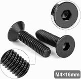 Tunejoy Vis à Tête Fraisée M4 x 16 mm à Six Pans Creux en Acier Inoxydable A2 V2A Vis à Tête Cylindrique Hexagonale avec Clé Allen Filetage Complet 30 Pièces Noir - 3