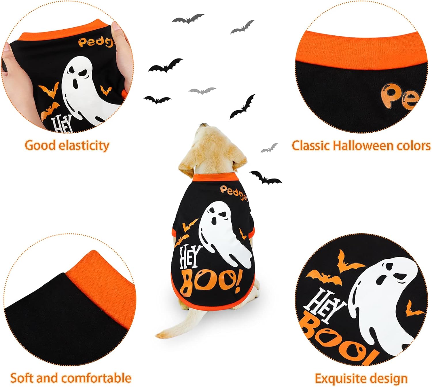 Pedgot 2 Pack Dog Halloween Shirt Soft Cotton Ghost Dog Shirt Halloween Cosplay Pet Apparel Funny Pet Costumes for Dogs Puppy Supplies, Medium : Pet Supplies