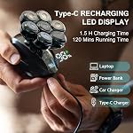 Head Shavers for Bald Men: Upgraded Detachable Head Shaver - IPX7 Waterproof Wet or Dry Electric Razor for Men - 7D LED Display Rechargeable Shaving Grooming Kit with Type-C Charge (Dark Green)